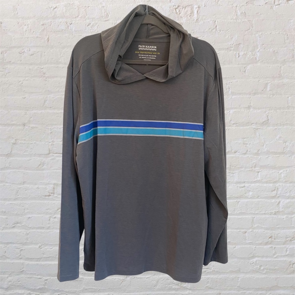 Fair Harbor Seabreeze Hoodie Mens XXL UPF 50 SPF Tencel Heather Stripe Fishing